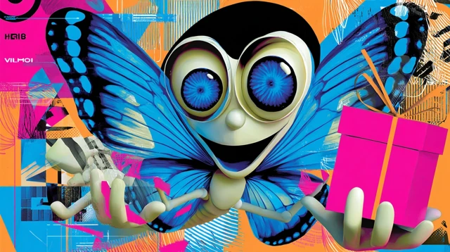 Doraemon Butterfly Wings Gift Illustration