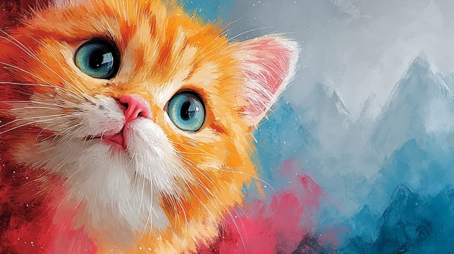 Cute Cat Minimalist Painting by Joey Moya