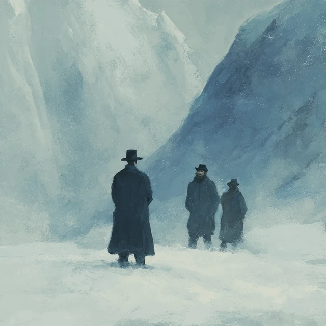 Frozen Men on a Glacier 19th Century Frostpunk Art