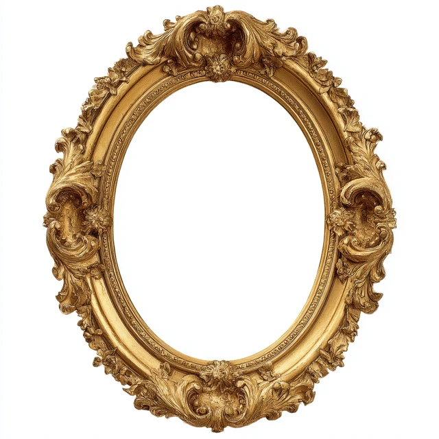 Gold Oval Frame PNG 18th Century Style