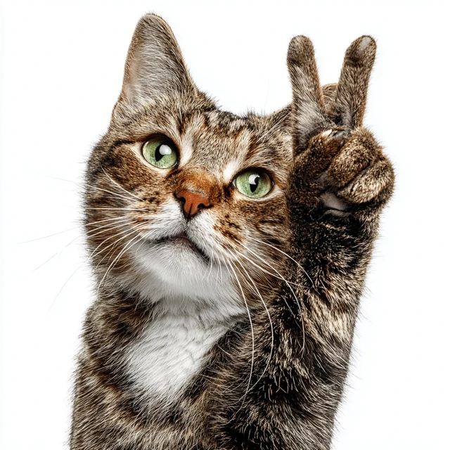 Cat Giving Peace Sign Realistic Photo