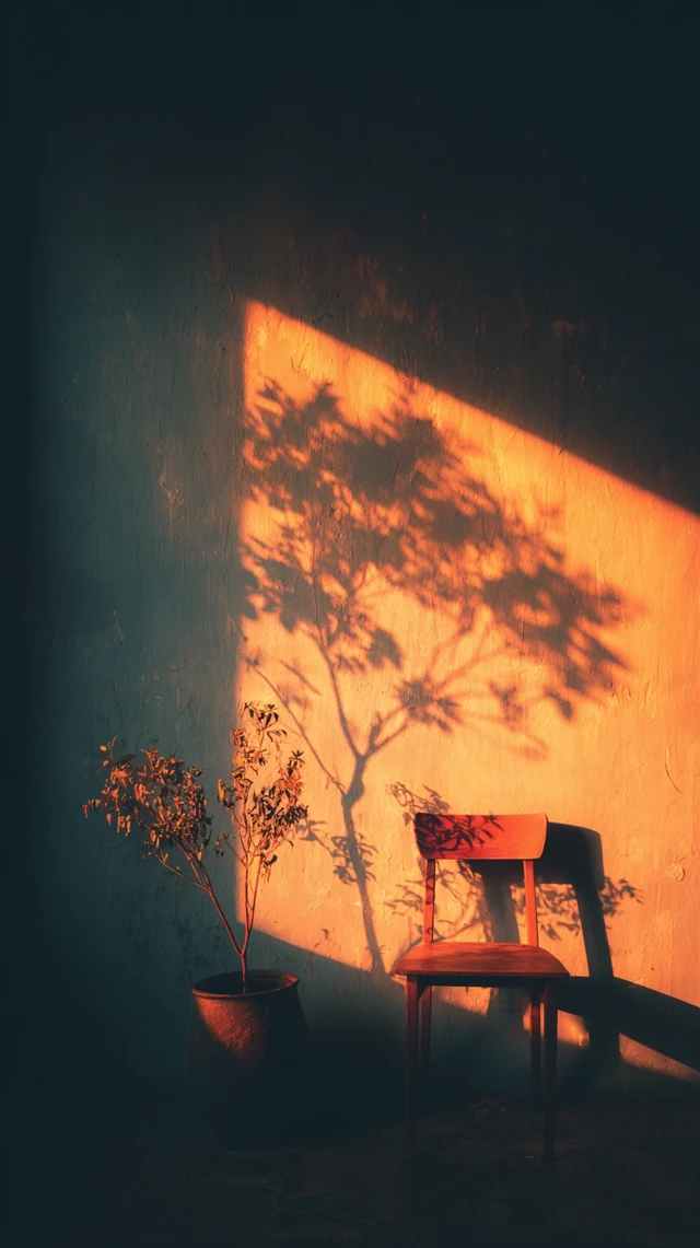 Calm Interior Aesthetic Plant Shadow and Chair