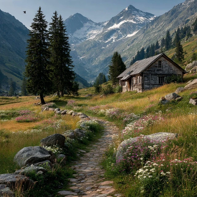 Mountain Cabin Retreat Tranquil Scenery
