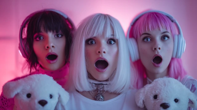 Emo Girls Band Robots Pets Surprised