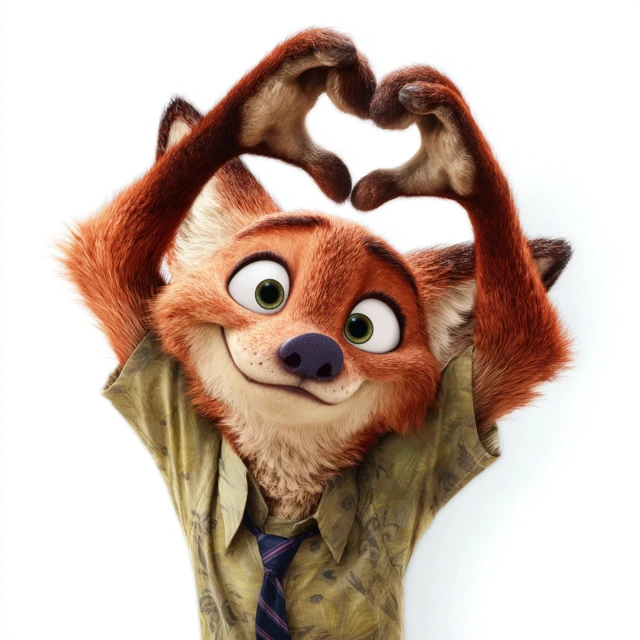 Nick Wilde Zootopia Anime Heart Hands Up