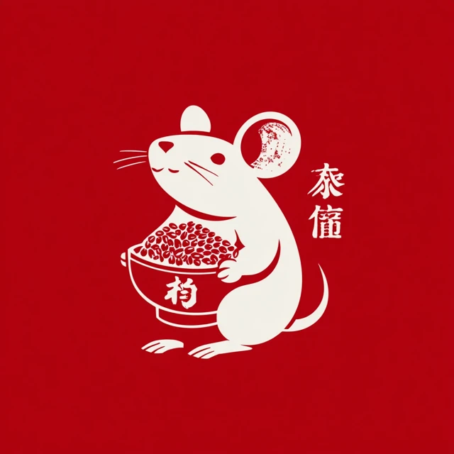 Mouse with Rice Logo Design Creative and Flat