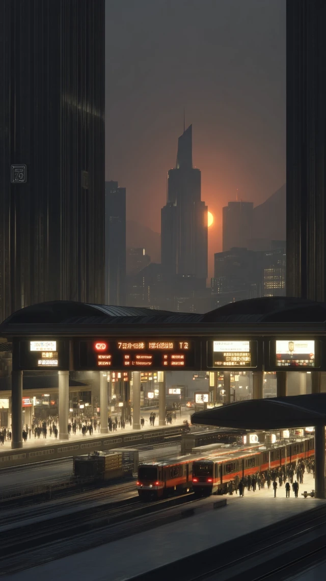 Cyberpunk City Futuristic Transportation Hub
