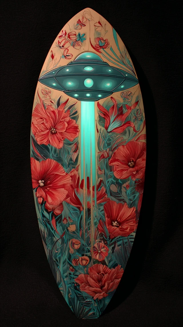 UFO Beam with Flowers Art Nouveau Style