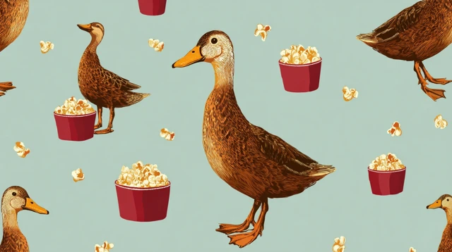 Duck and Popcorn Wallpaper Illustration
