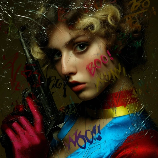 Superheroine with Gun Comic Book Style