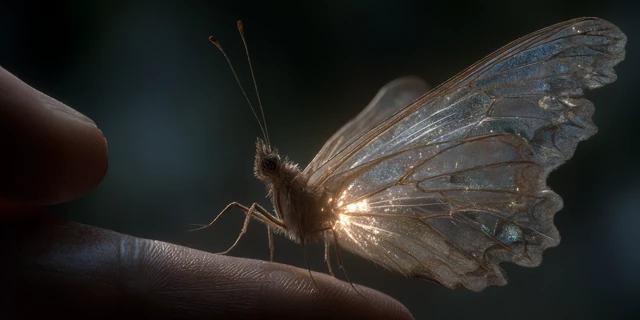 Butterfly Transformation Touching Fingertips