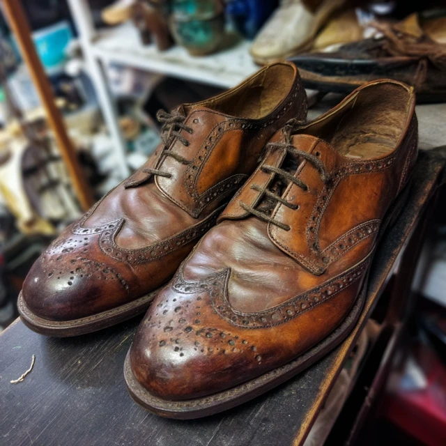 Vintage Brogue Shoes Antique Patina