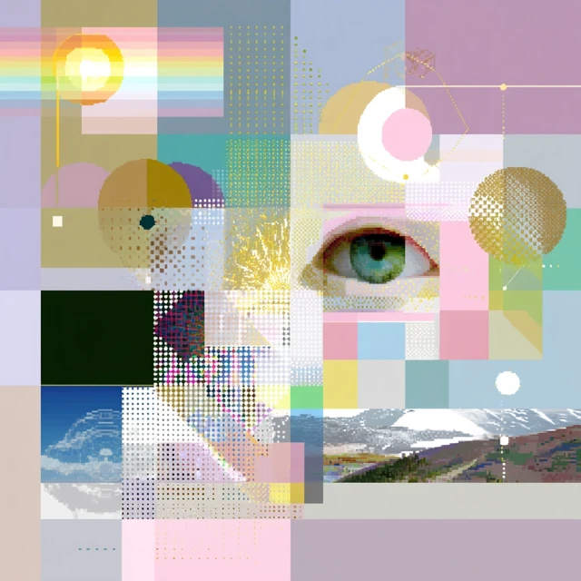 Abstract Pastel Alien World with Geometric Designs