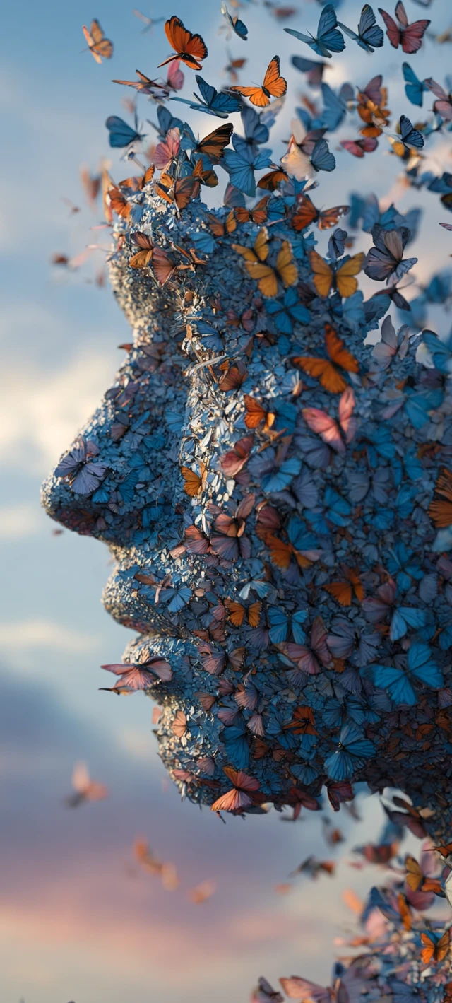 Butterfly Face Surreal Art Dreamlike Scene
