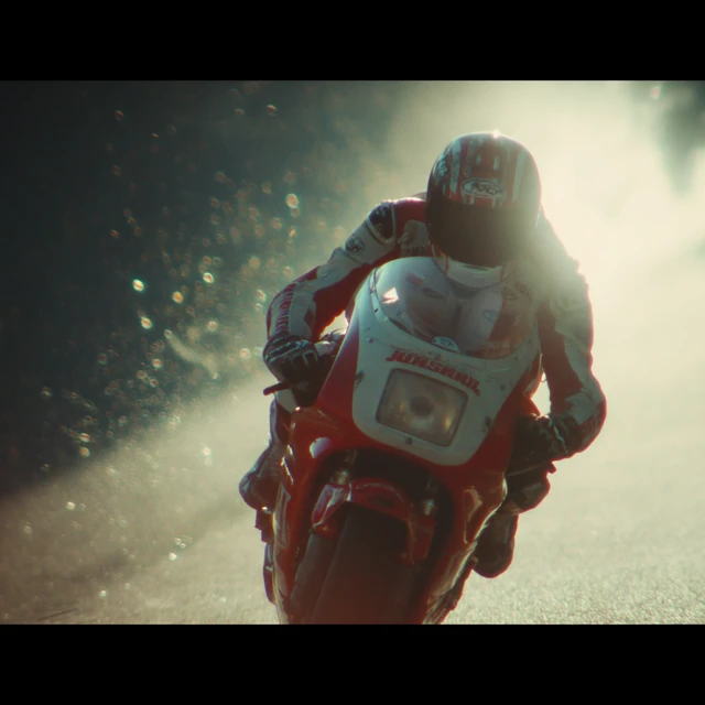 Motorcycle Racer in Action Movie Footage