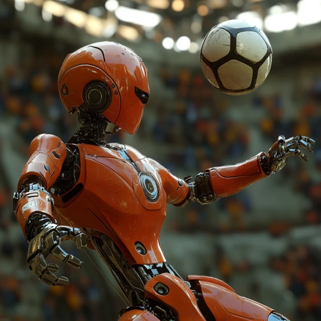 3D Robot Soccer Player Futuristic Design