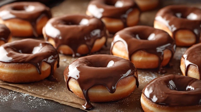 Freshly Baked Chocolate Donuts Delicious Treat