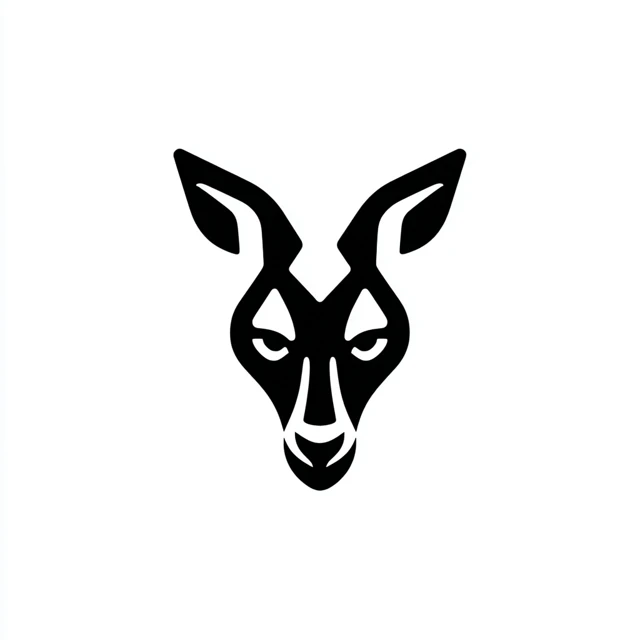 Minimalist Black and White Kangaroo Head Logo