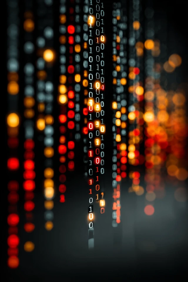 Abstract Digital Data Stream Binary Code Cyberpunk Tech Wallpaper