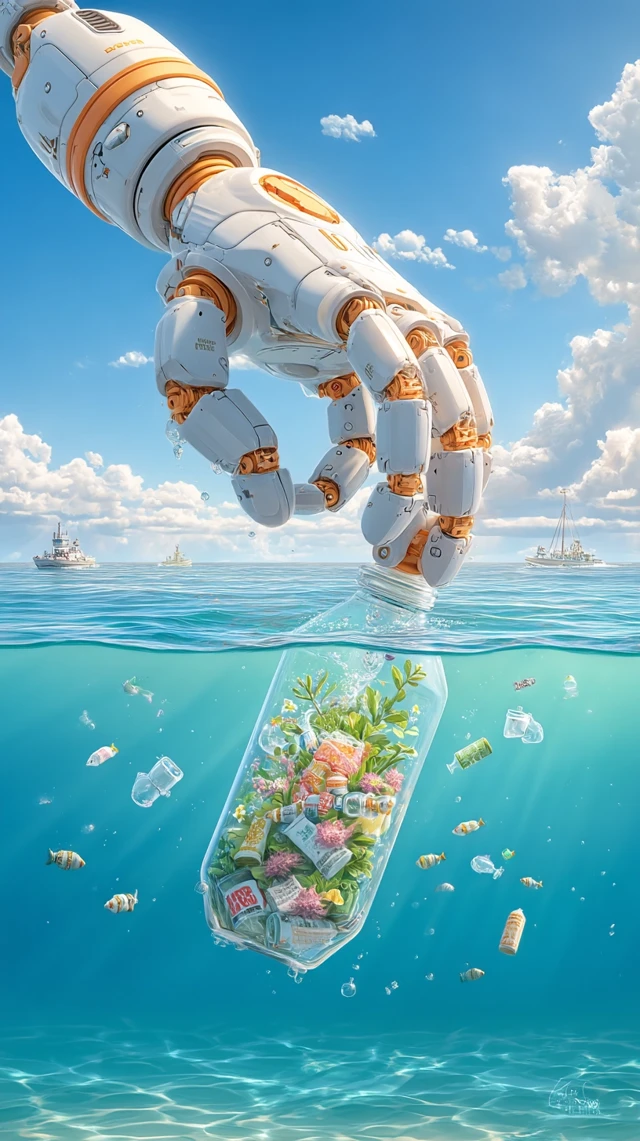 Underwater Robot Cleaning Ocean Pollution
