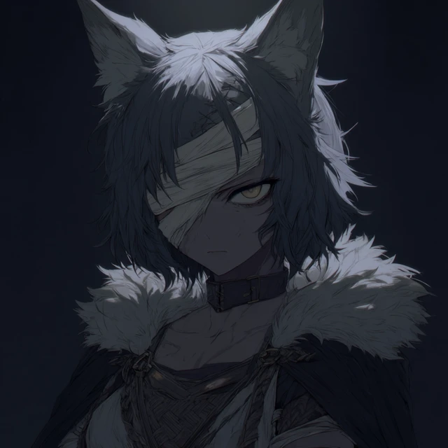 Bleak Anime Wolf Woman Bandaged Eye