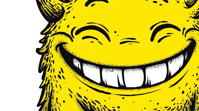 Happy Yellow Monster Cartoon Illustration