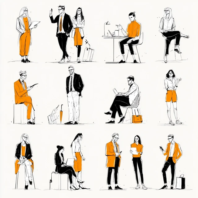 Minimalist Line Art Illustrations of Professionals