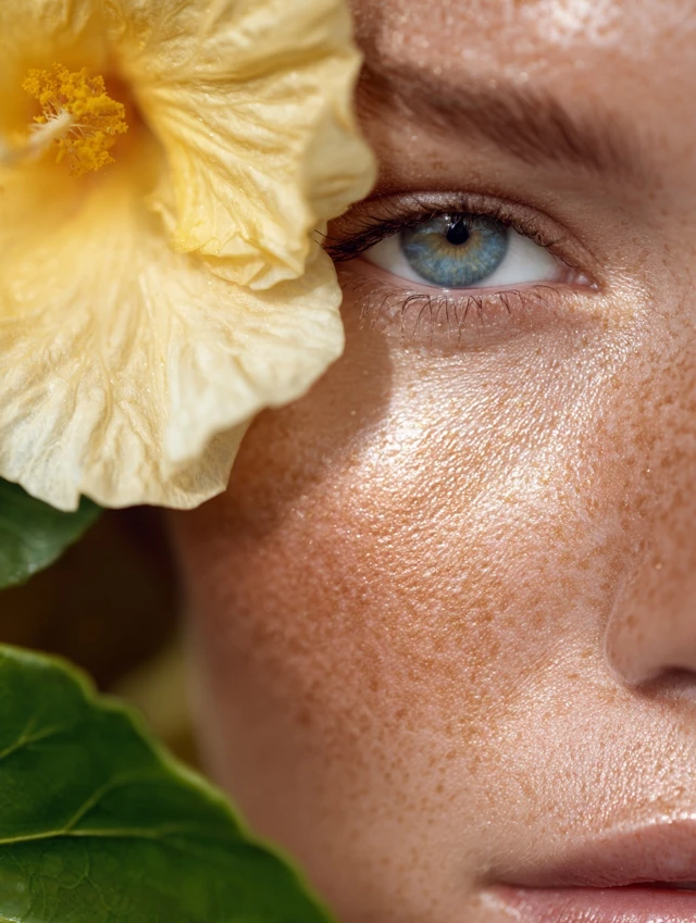 Dewy Skin Eye and Flower Portrait