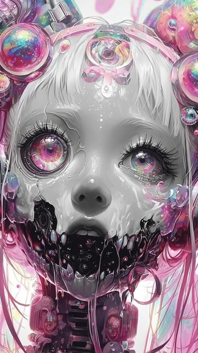 Glitchcore Kawaii Girl Broken Face