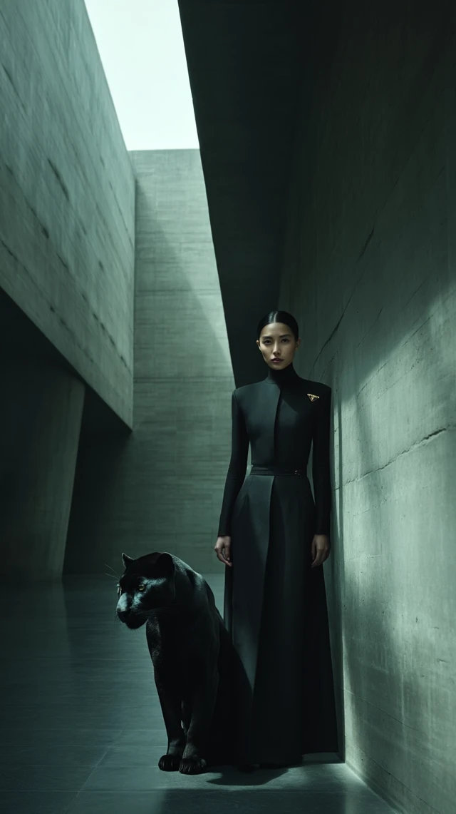 PRADA-Inspired Portrait: Minimalist Elegance and Black Panther