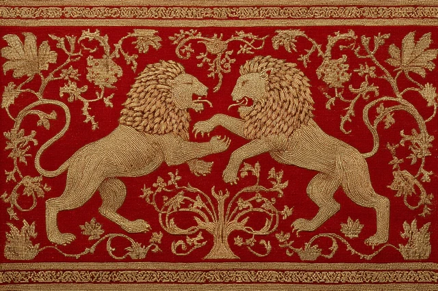Lions in Combat Carpet Design