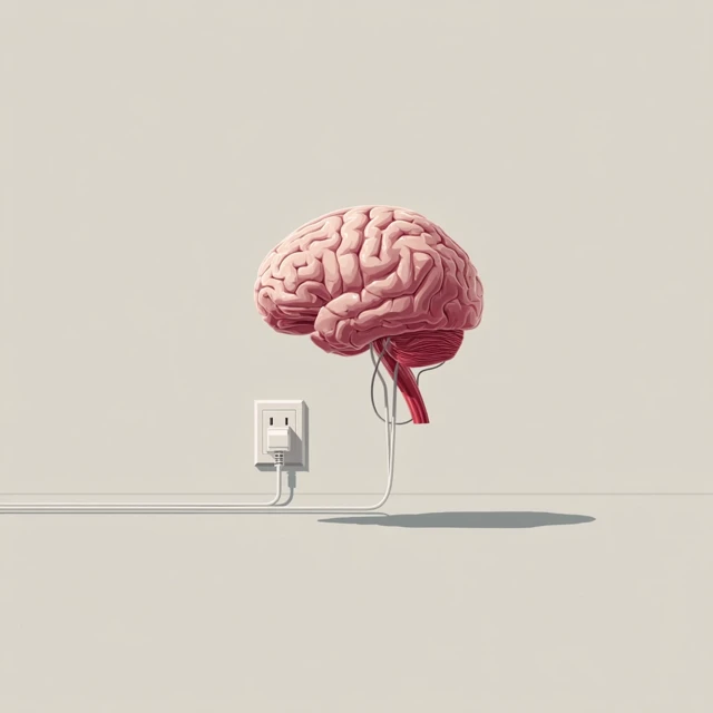 Brain Connected to Plug Illustration