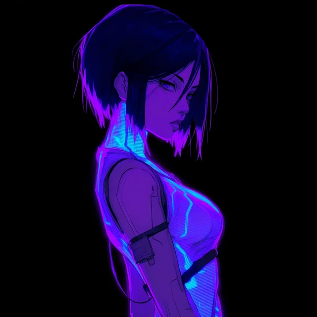 Cyberpunk Holographic AI Female Portrait