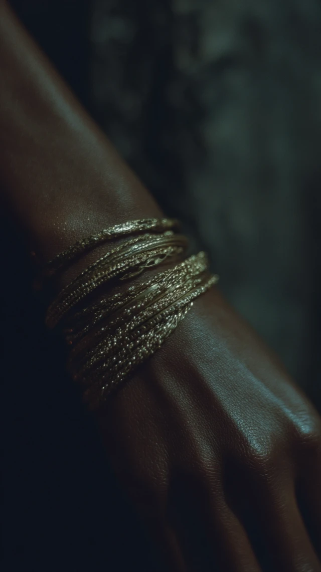 Gold Bracelet Arm: Black Woman, Elegant Jewelry