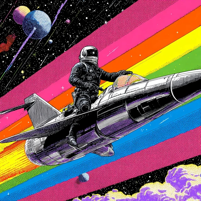 Retro Anime Space Cowboy Jet Illustration