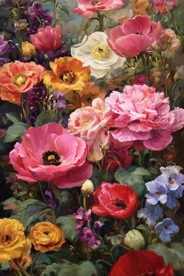 Floral Painting Colorful Blossoms Art