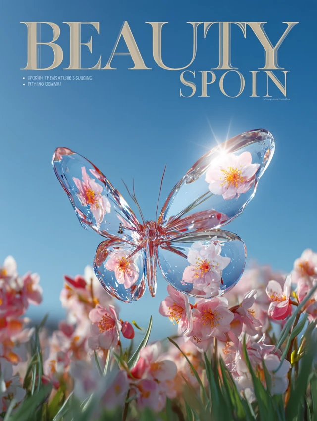 Spring Beauty Magazine Cover Glass Butterfly Flowers