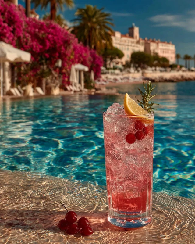 Pink Highball Drink in a French Resort