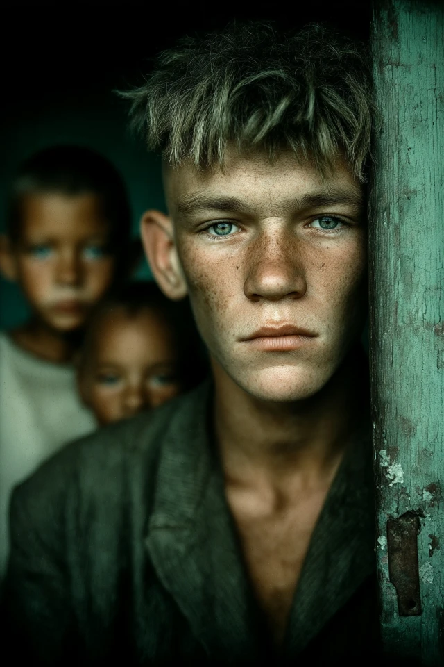 Astrakhan Slums Homeless Boys Vintage Photo