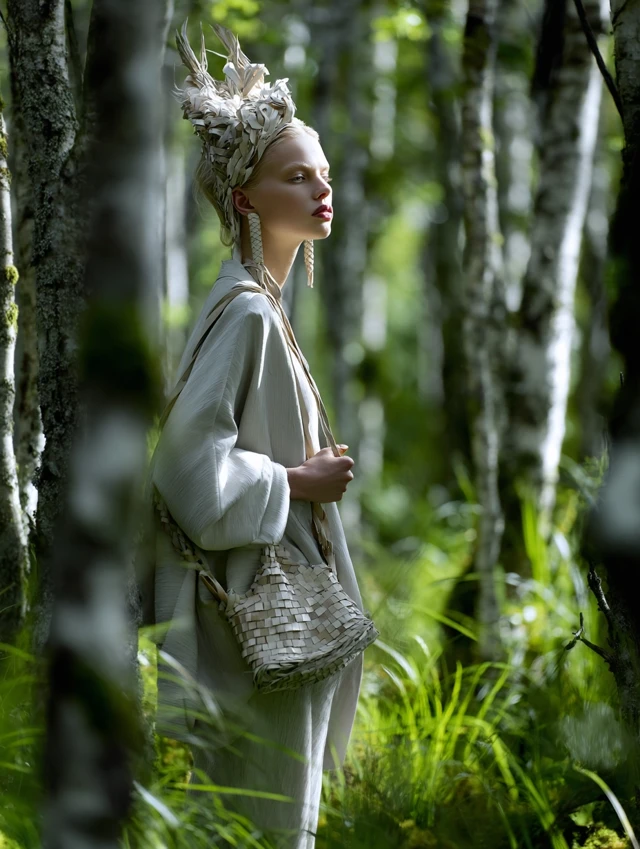 Nordic Fashion Model Birch Bark Accessories