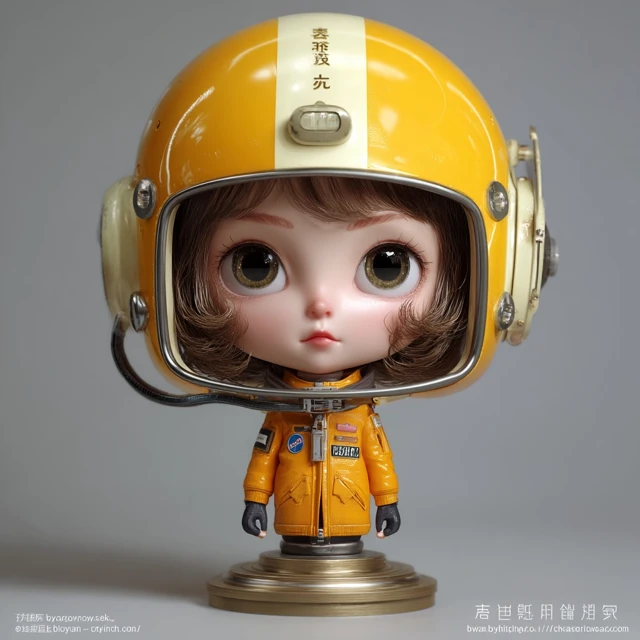 Cute Astronaut Girl with Yellow Helmet 3D