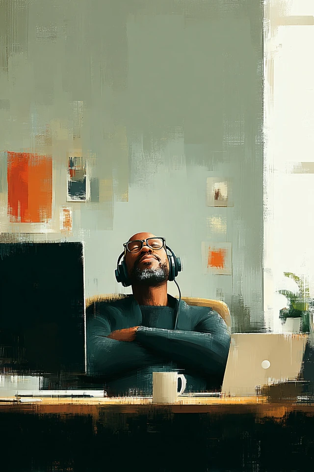 Peaceful Work At Home Illustration