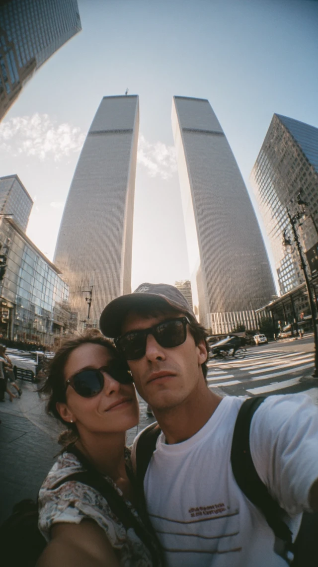 911 Selfie Couple in New York Twin Towers