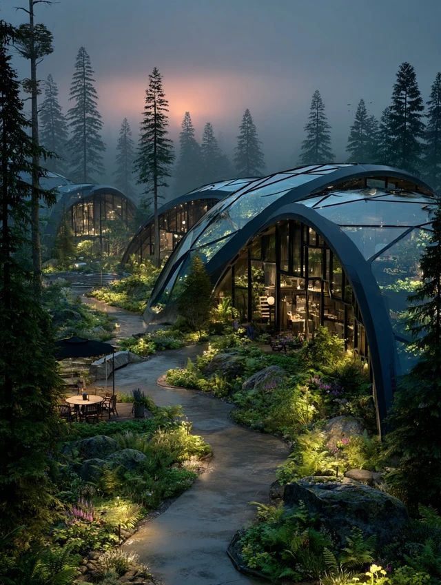 Healing Pods in a Forest AI Sensory Therapy
