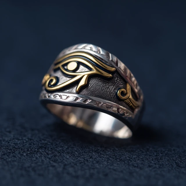 Eye of Horus Silver Ring Egyptian Jewelry for Men
