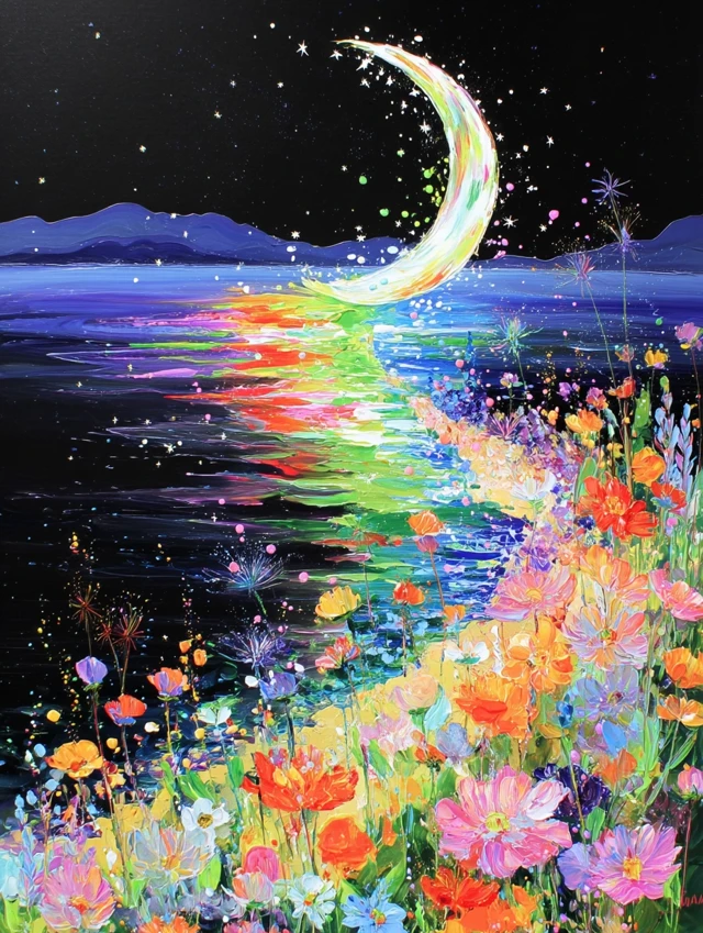 Dreamlike Beach Scene Oil Painting Art