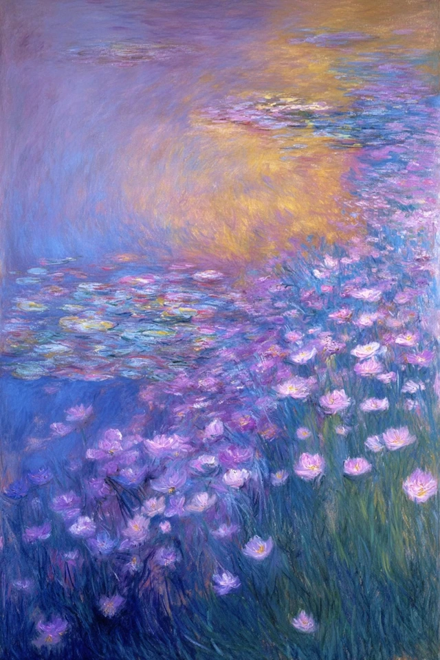 Purple Flower Field Oil Painting
