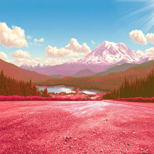 Mount Rainier Dreamscape Cherry Blossom Landscape