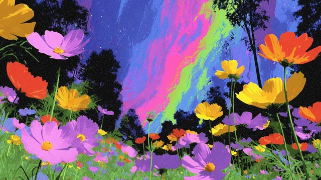 Surreal LSD Trip Art Colorful Gradients and Flowers