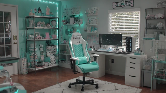 Hatsune Miku Gaming Room Teal White Black Neon Decor